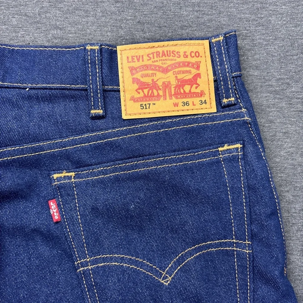 Levis 517 Bootcut Jeans Mens 36x34 Blue Denim Dark Wash Western Cowboy Work NWT